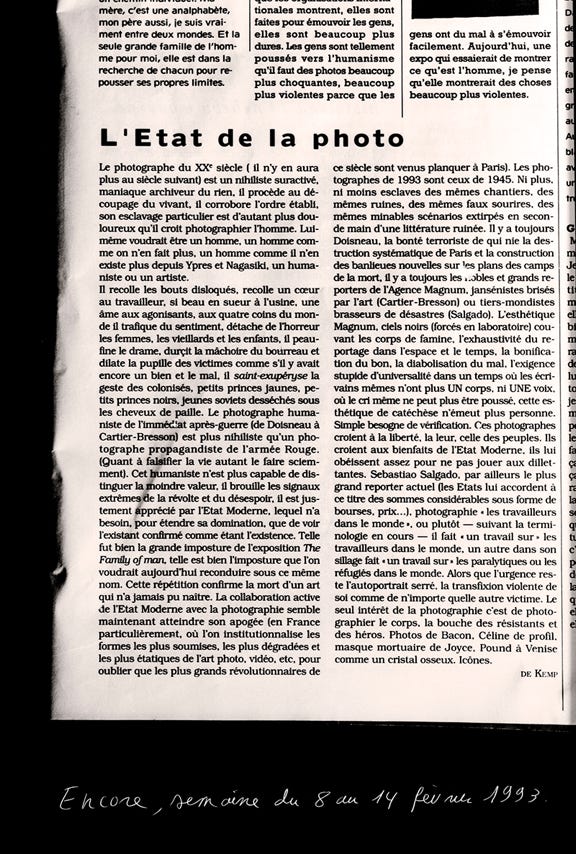 Photographies ? 11/26 - Encore, semaine du 8 au 14 février 1993