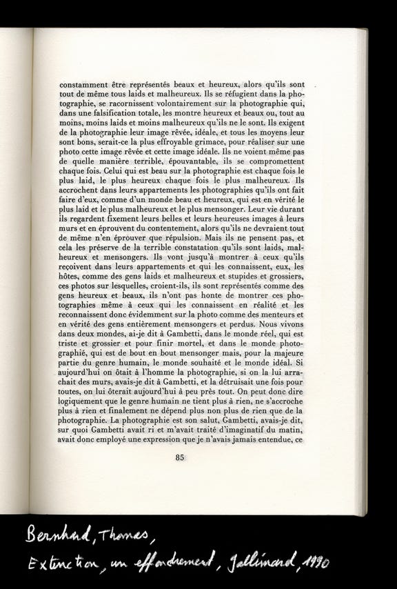 Photographies ? 15/26 - Thomas Bernhard, Extinction, un effondrement, Gallimard, 1990