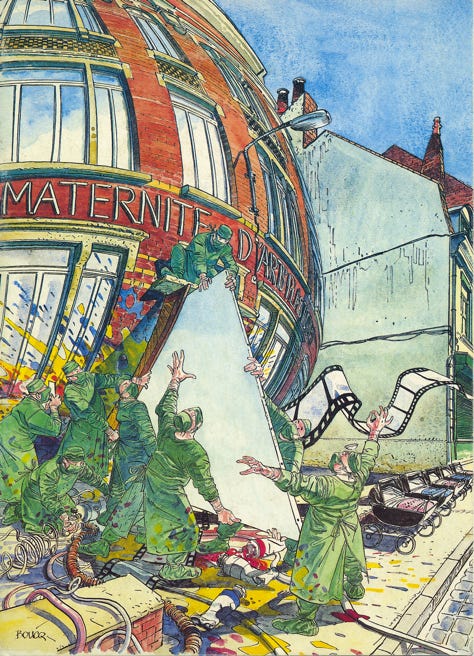 Aquarelle de François Boucq (ancien élève de l’annexe de Wazemmes) créée à l’occasion de son exposition en 1989.