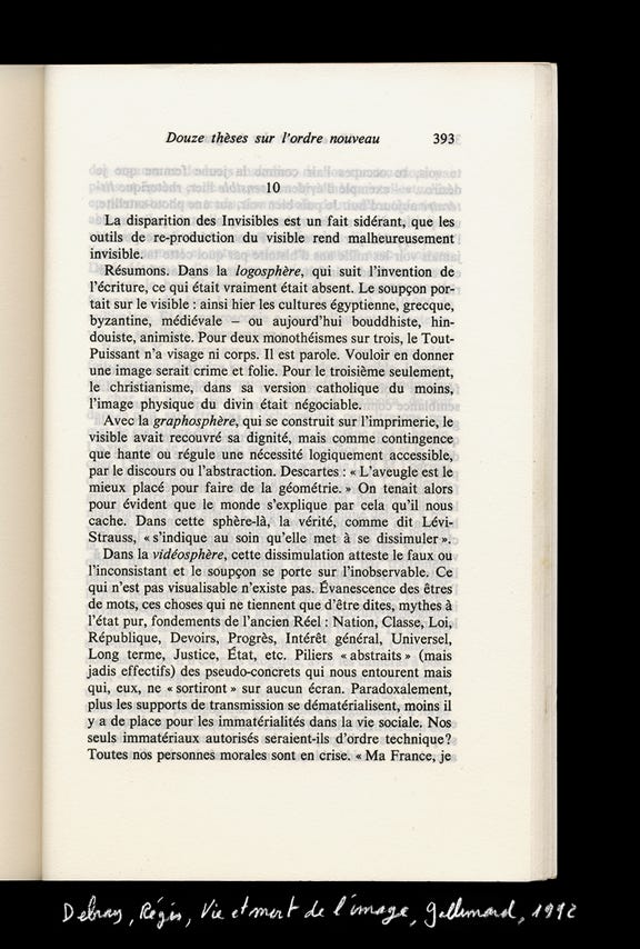 Photographies ? 26/26 - Debray, Régis, Vie et mort de l’image, Gallimard, 1992
